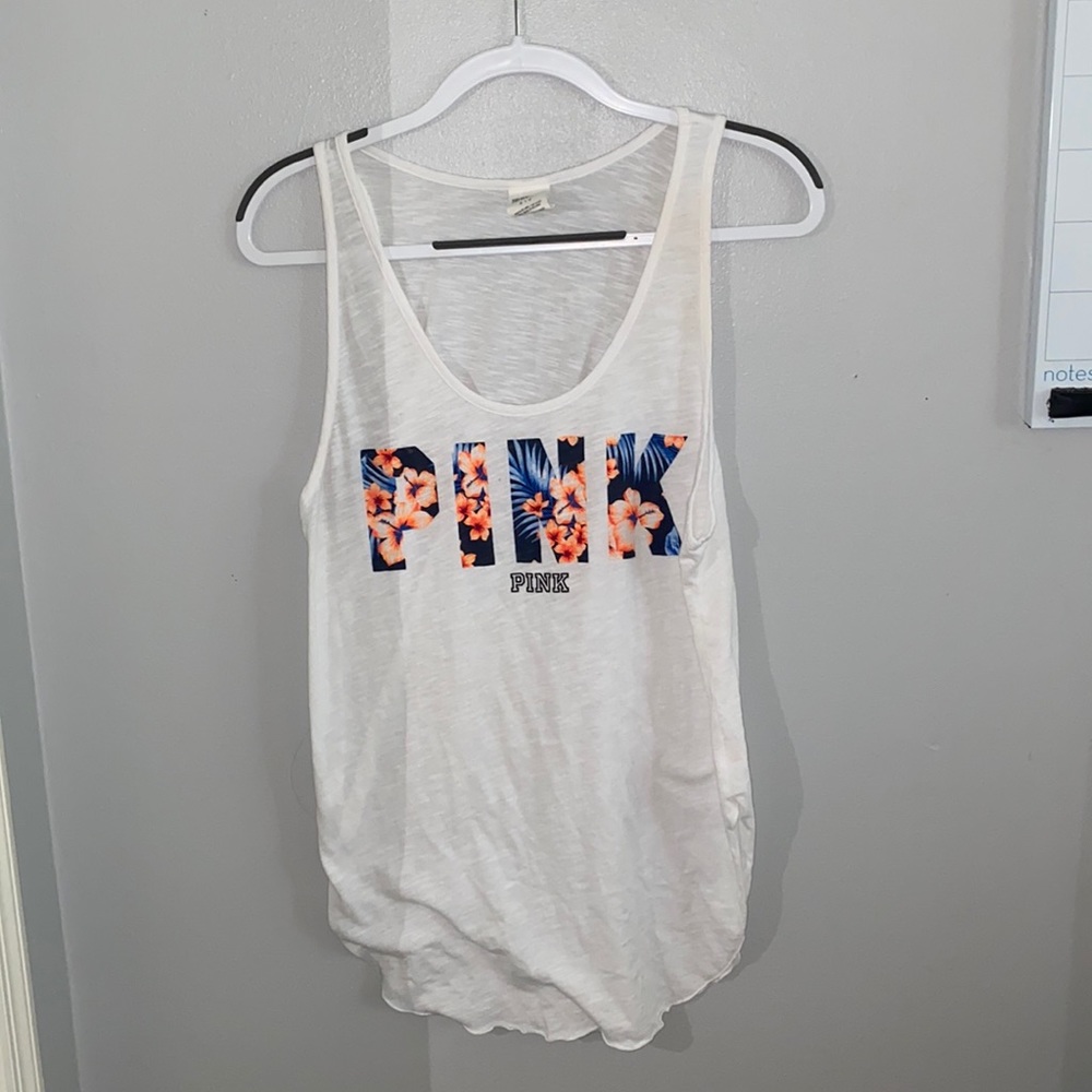 Pink Size Small White Tank Top